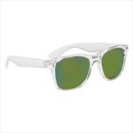 Clear Frame With Green Mirrored Lenses Side